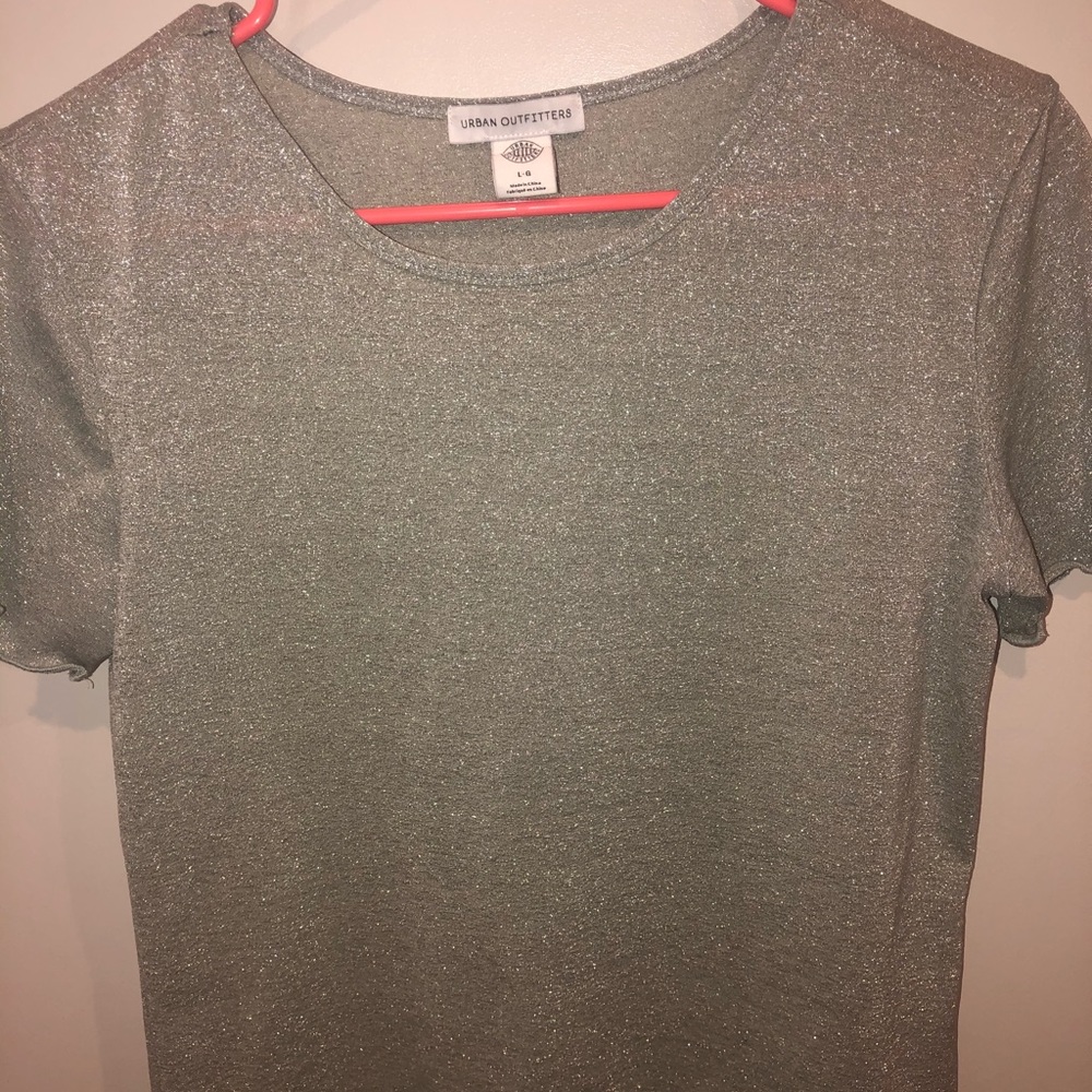 Mint color sparkly top, large but fits like medium